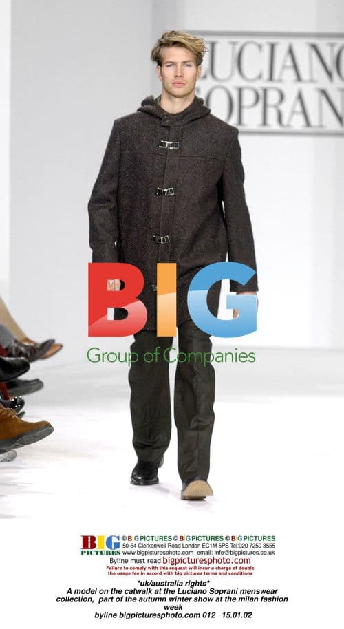 Model on Catwalk at Luciano Soprani Menswear Show