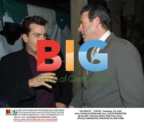 Charlie Sheen and ABC Exec at 2002 Press Party