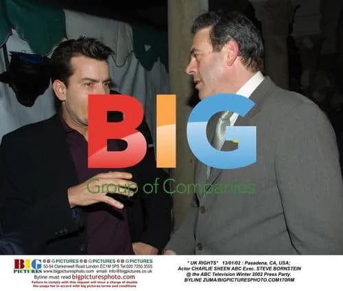 Charlie Sheen and Steve Bornstein at ABC Press Party