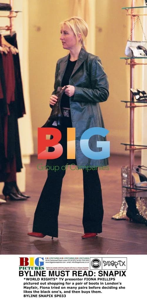 Fiona Phillips Shopping for Boots in Mayfair