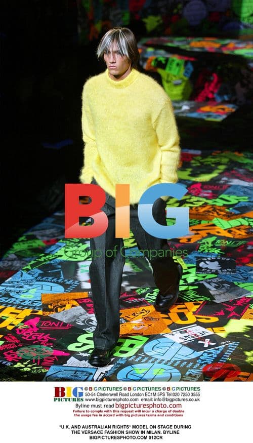 Model on Stage at Versace Fashion Show in Milan