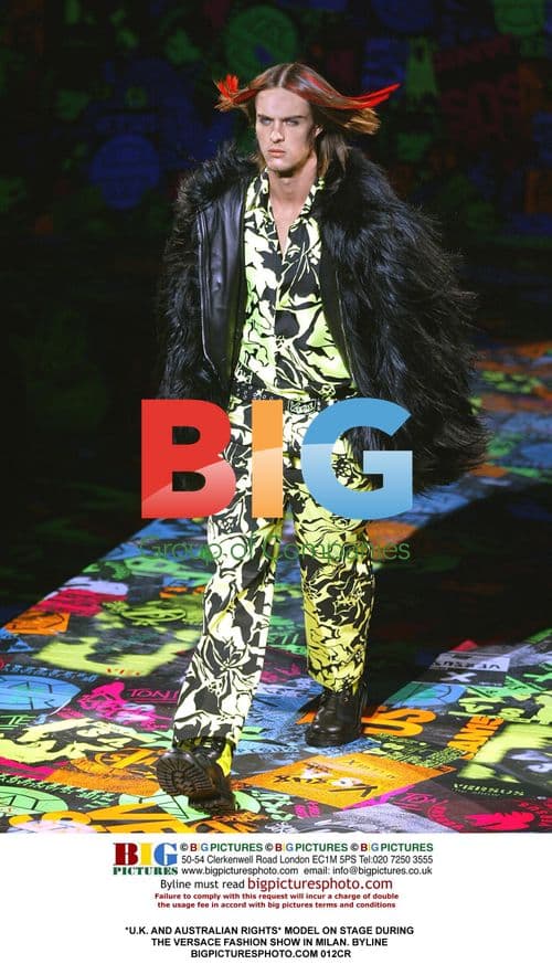 Male model on Versace runway in Milan