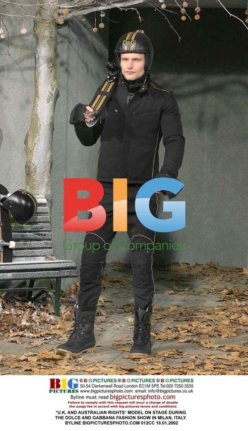 Model on stage at Dolce and Gabbana fashion show