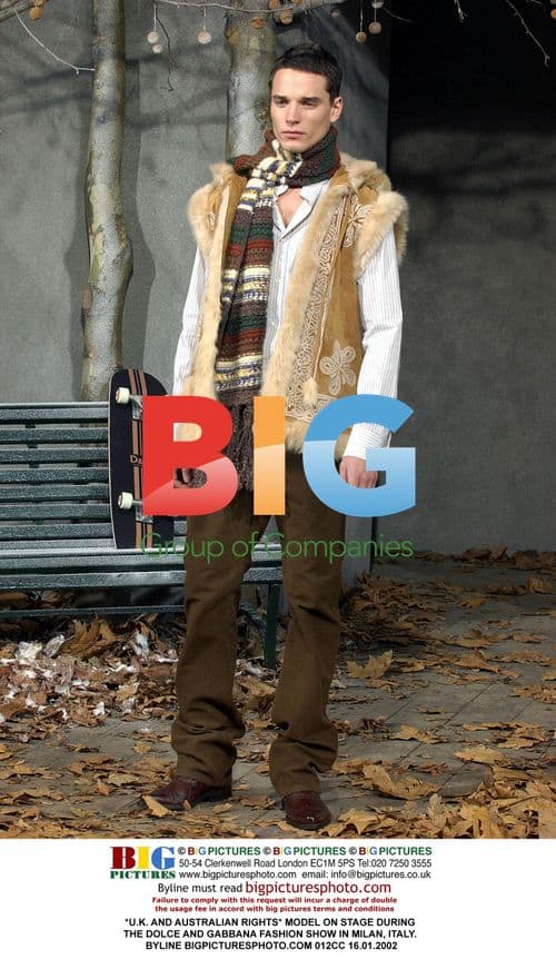 Model on Stage at Dolce and Gabbana Show in Milan