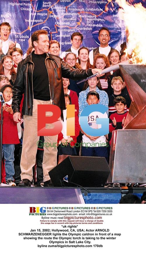 Arnold Schwarzenegger Lights Olympic Caldron