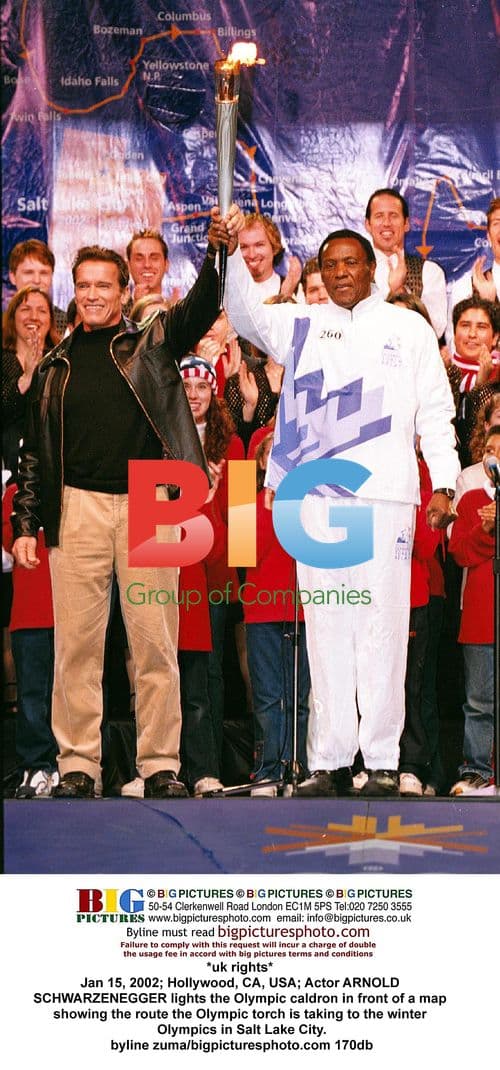 Arnold Schwarzenegger lights Olympic caldron