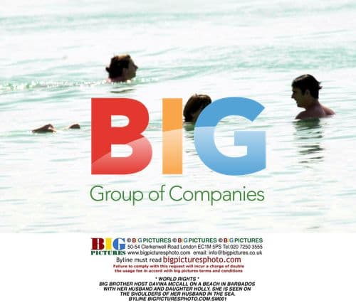 Davina McCall on beach in Barbados