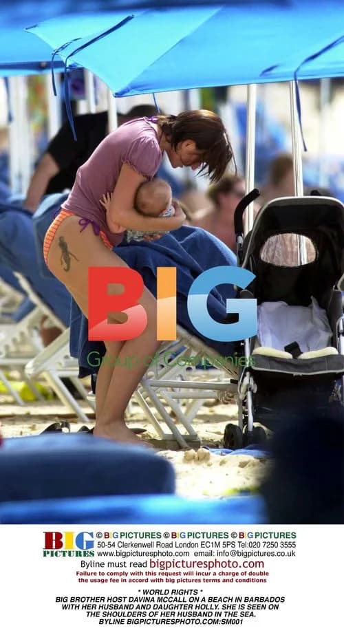 Davina McCall with husband and daughter in Barbados