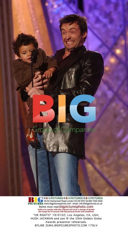 Hugh Jackman and son at Golden Globe Awards rehearsals