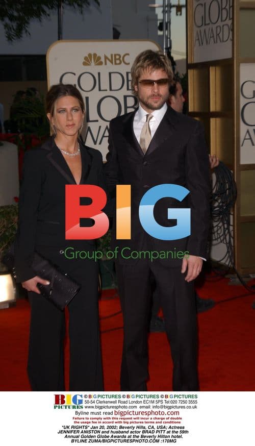 Jennifer Aniston and Brad Pitt at 2002 Golden Globe Awards
