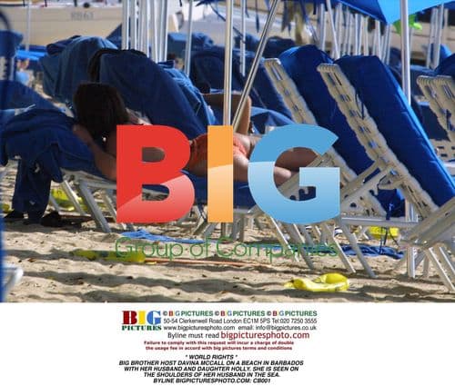 Davina McCall on beach in Barbados