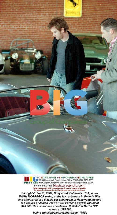 Ewan McGregor at the Ivy and classic car showroom