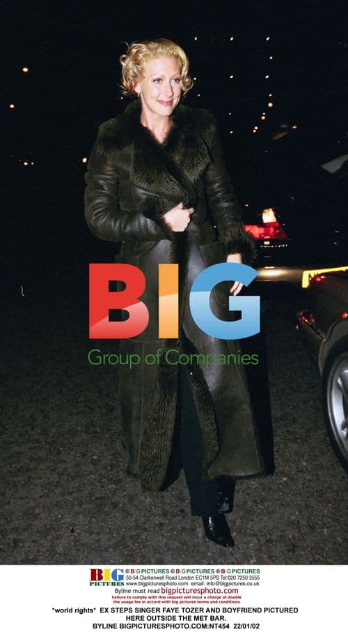 Faye Tozer and boyfriend outside Met Bar