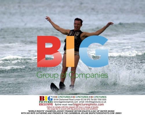 Frankie Detori Water Skiing in Caribbean