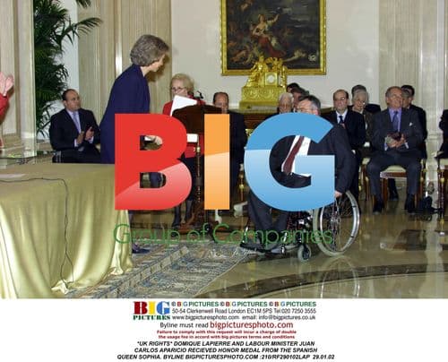 Spanish Queen Presents Honor Medal to Domique Lapierre and Minister