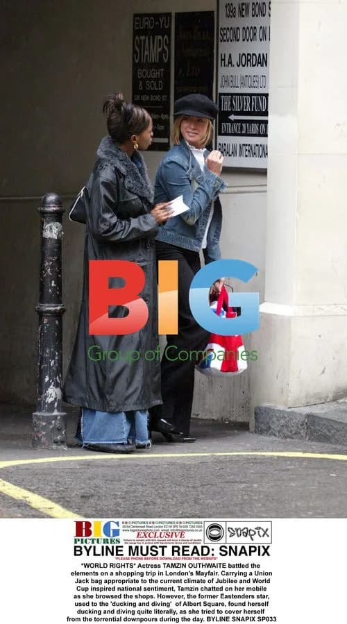 Tamzin Outhwaite Battles Elements on London Shopping Trip