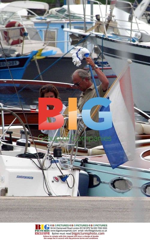 King Carl Gustaf and Queen Silvia of Sweden on Boat