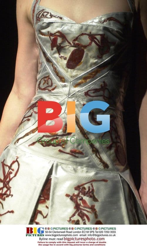 Designer Shows Cellophane Dresses with Food