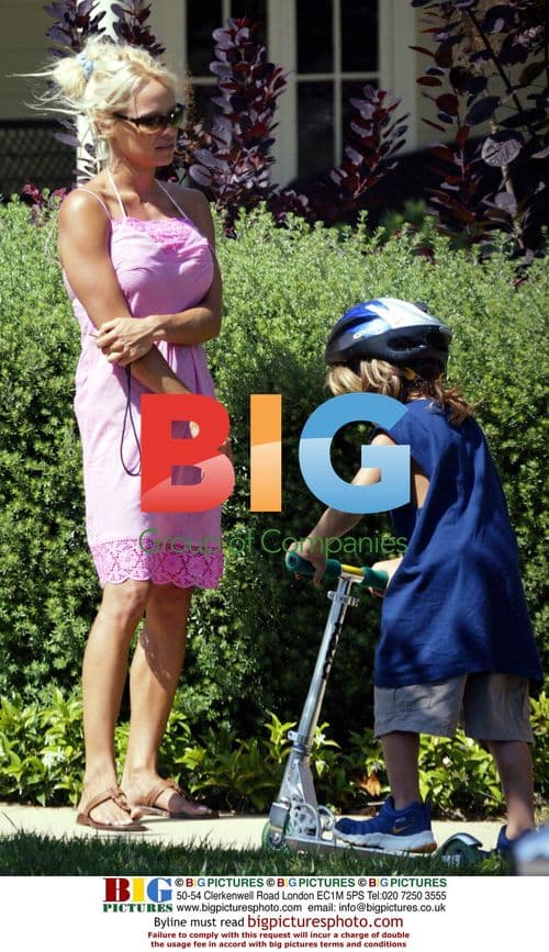 Pamela Anderson with sons in Santa Monica