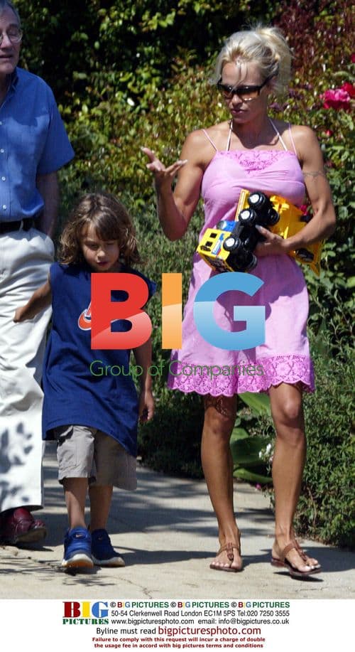 Pamela Anderson Playing with Sons