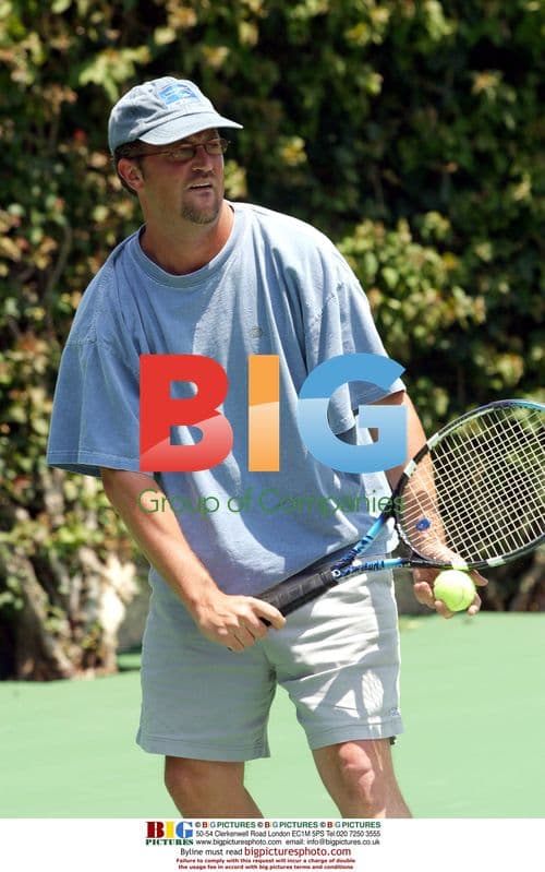 Matthew Perry Playing Tennis at Playboy Mansion