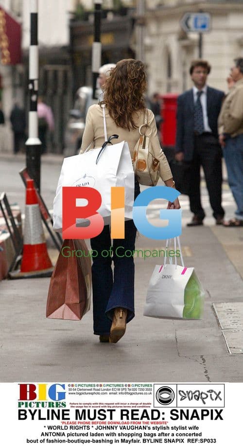 Johnny Vaughan's wife Antonia shopping in Mayfair