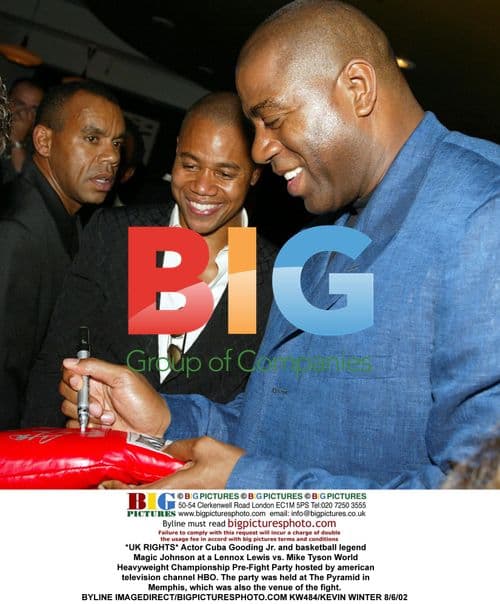 Cuba Gooding Jr. and Magic Johnson at Lennox Lewis vs. Mike Tyson Pre-Fight Party