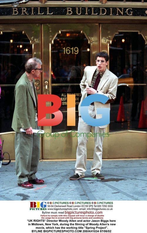 Woody Allen and Jason Biggs on film set in NYC