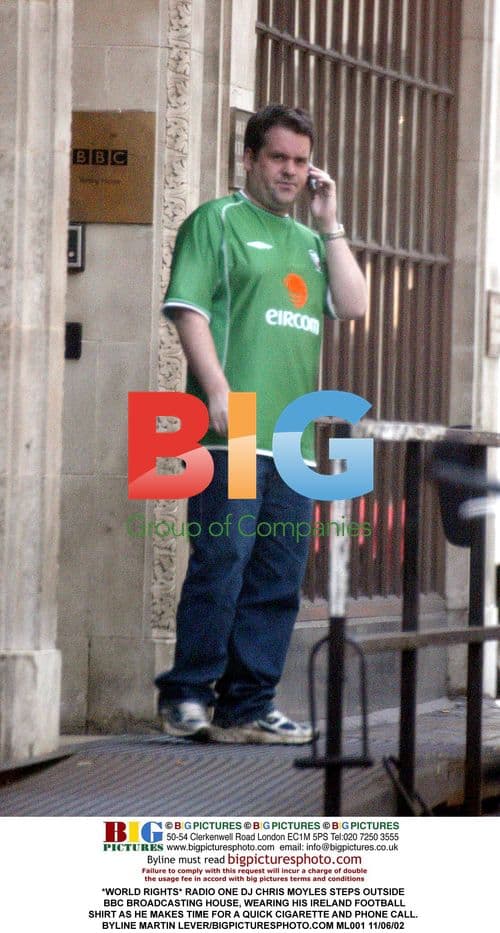 Chris Moyles steps outside BBC broadcasting house