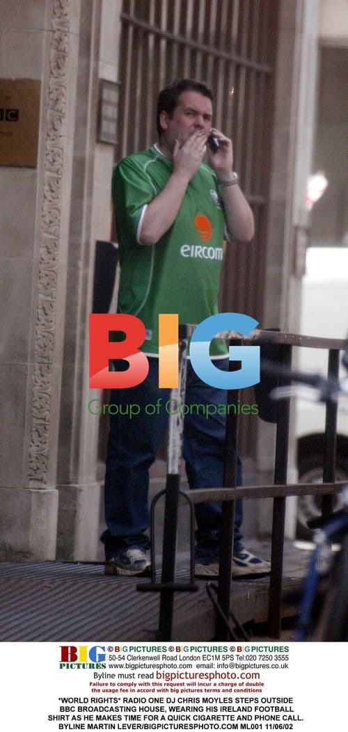 DJ Chris Moyles steps outside BBC broadcasting house