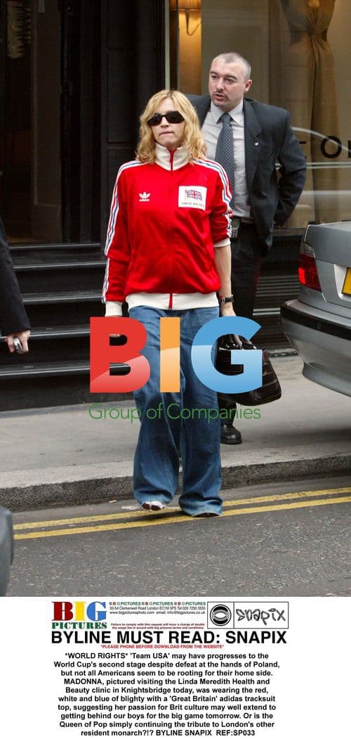 Madonna sports 'Great Britain' tracksuit