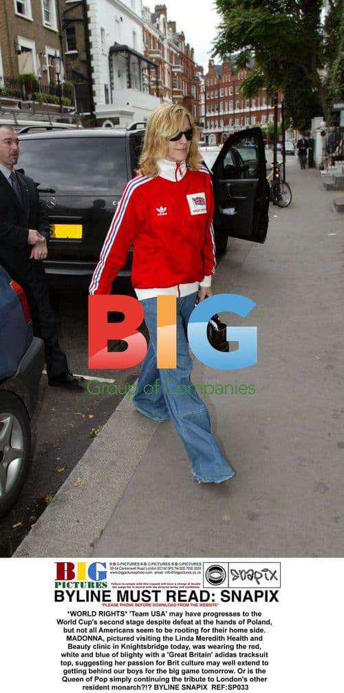 Madonna sports 'Great Britain' tracksuit