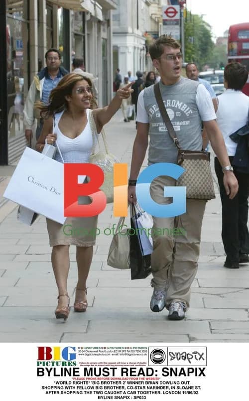 Big Brother 2 winners Brian Dowling and Narinder shopping