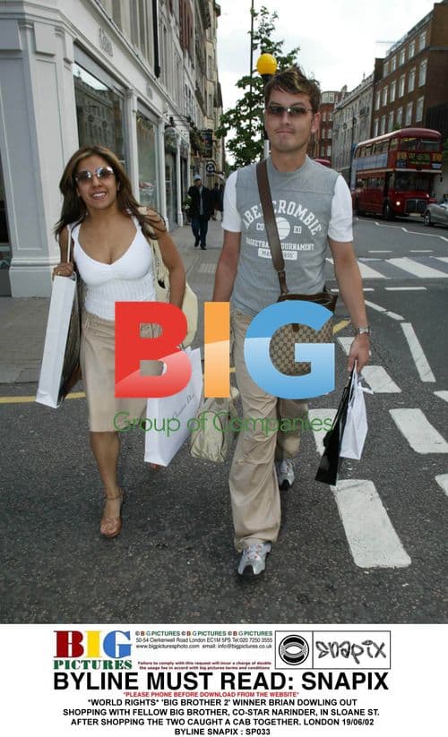 Big Brother Winners Brian Dowling and Narinderr Shopping