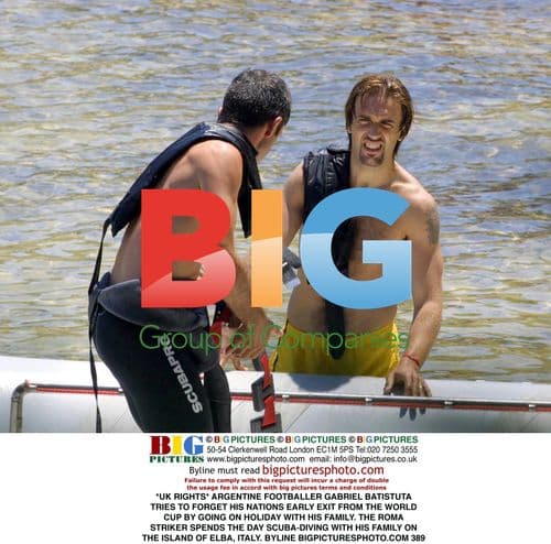 Footballer Gabriel Batistuta on holiday in Italy