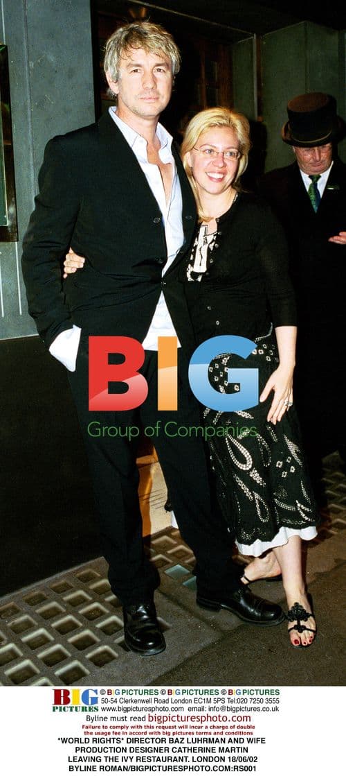 Director Baz Luhrmann and wife Catherine Martin leaving restaurant