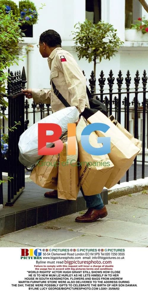 Hugh Grant Visits Liz Hurley's Home