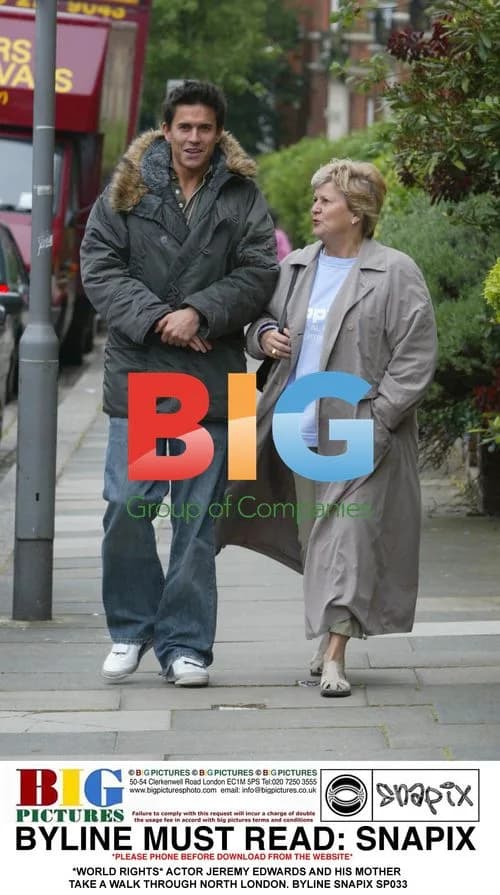 Jeremy Edwards Takes Walk with Mother in London