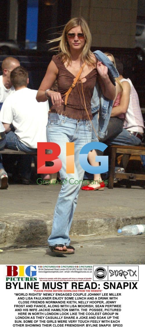 Johnny Lee Miller and Lisa Faulkner lunch with friends