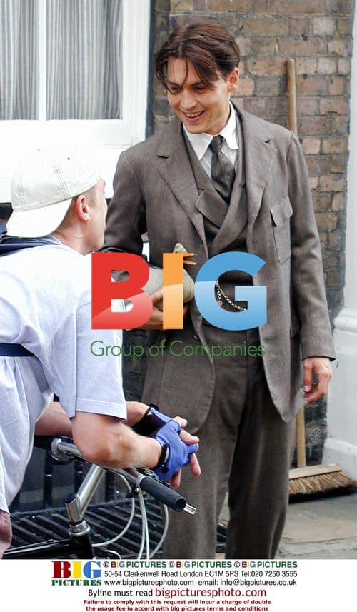 Johnny Depp on set of 'Neverland'