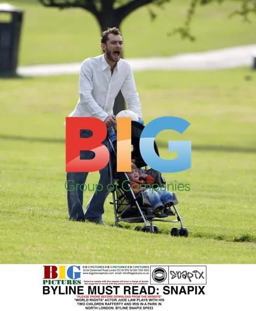 Jude Law with kids in North London park