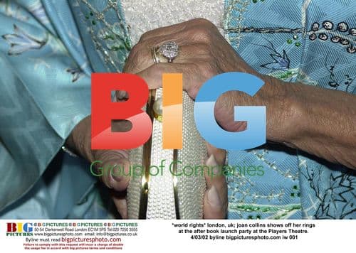 Joan Collins Shows Off Rings