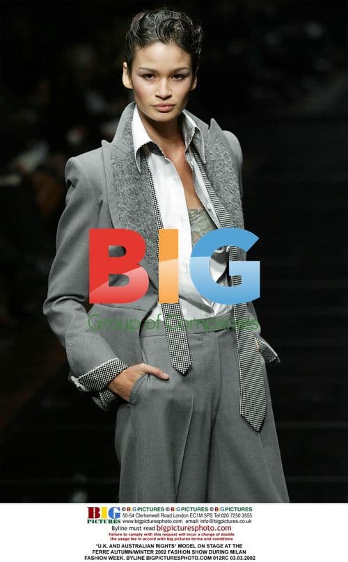 Model on stage at Ferre AW 2002 show