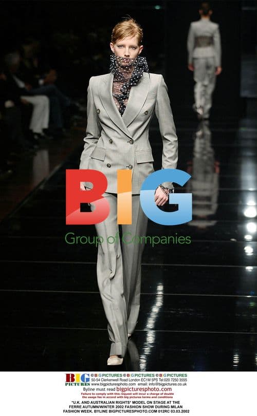 Model on stage at Ferre fashion show