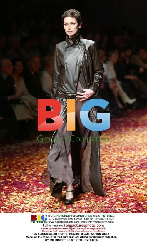 Model on runway for Laura Biagiotti 2002 collection