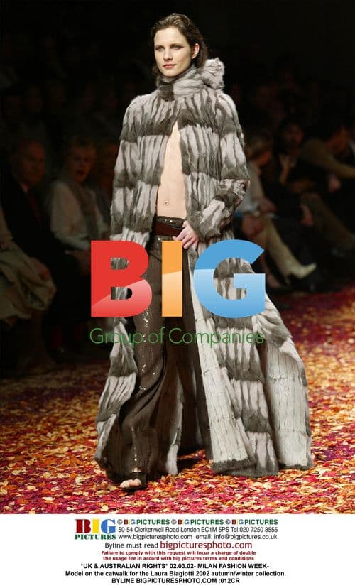 Model on catwalk at Laura Biagiotti 2002 AW show