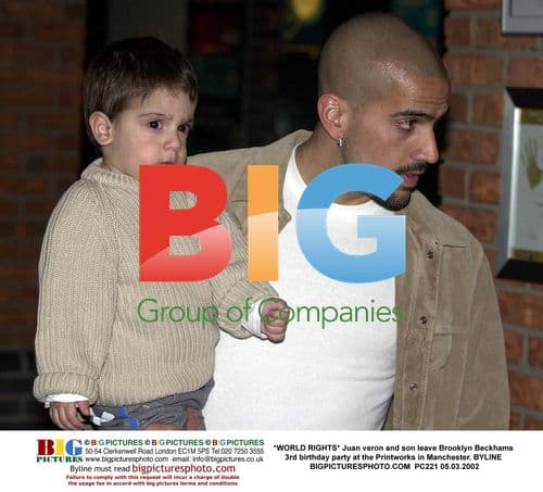Juan Veron and son at Brooklyn Beckham's 3rd birthday