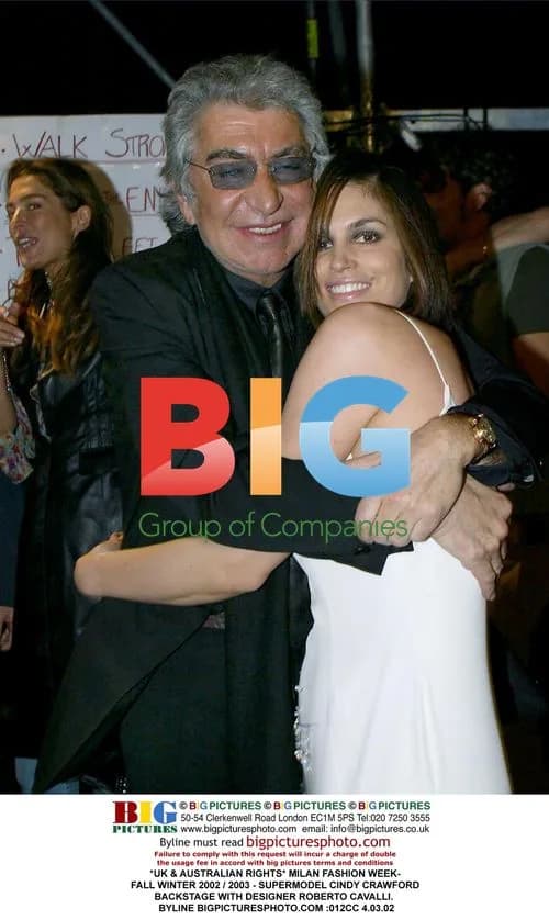 Cindy Crawford and Roberto Cavalli at Milan Fashion Week