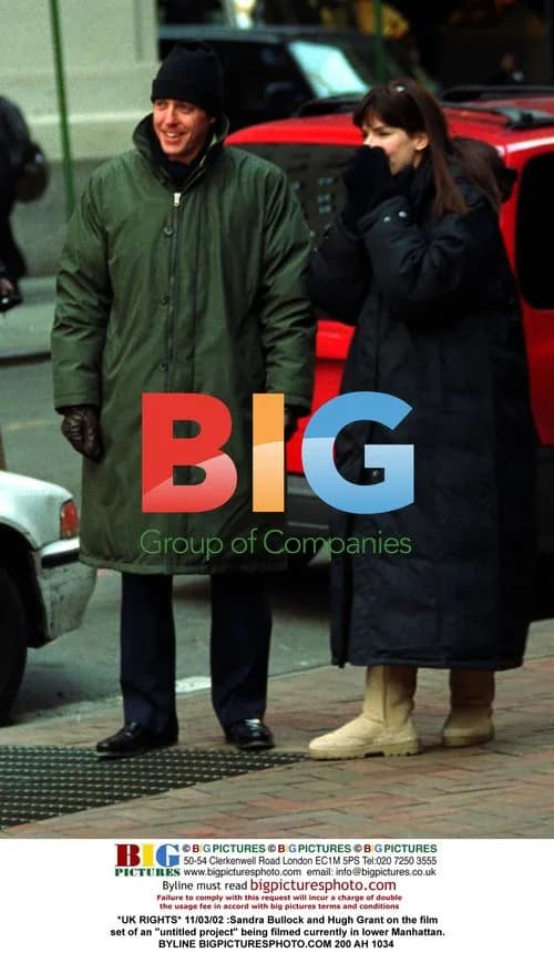 Sandra Bullock and Hugh Grant on Film Set in Manhattan