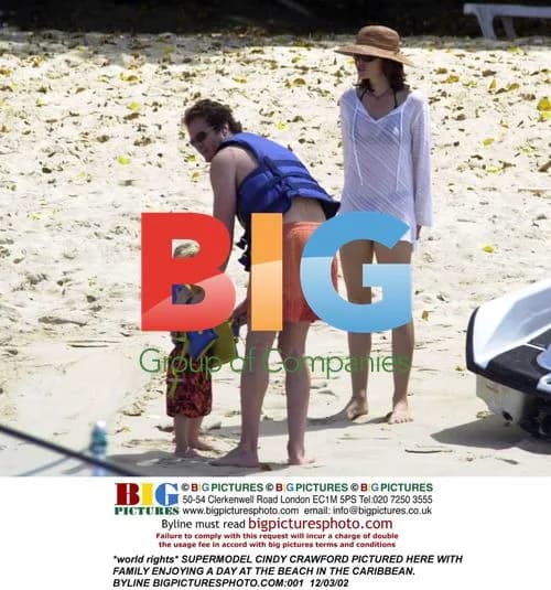 Cindy Crawford and Family at Caribbean Beach